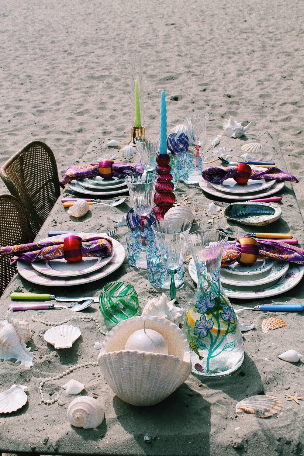 Waves Glass Tea lysestage - grøn